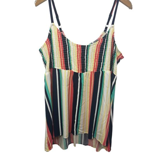 Torrid Cami Top 2 2X Striped 18/20 Smocked Sleeveless Babydoll Y2K Multicolor - Picture 3 of 8